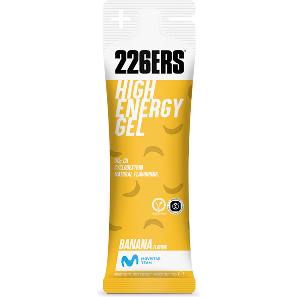 226ers energía instantánea HIGH ENERGY GEL BANANA vista frontal