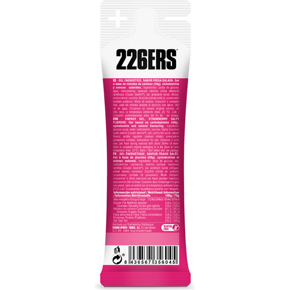 226ers energía instantánea HIGH ENERGY GEL SALTY STRAWBERRY 01