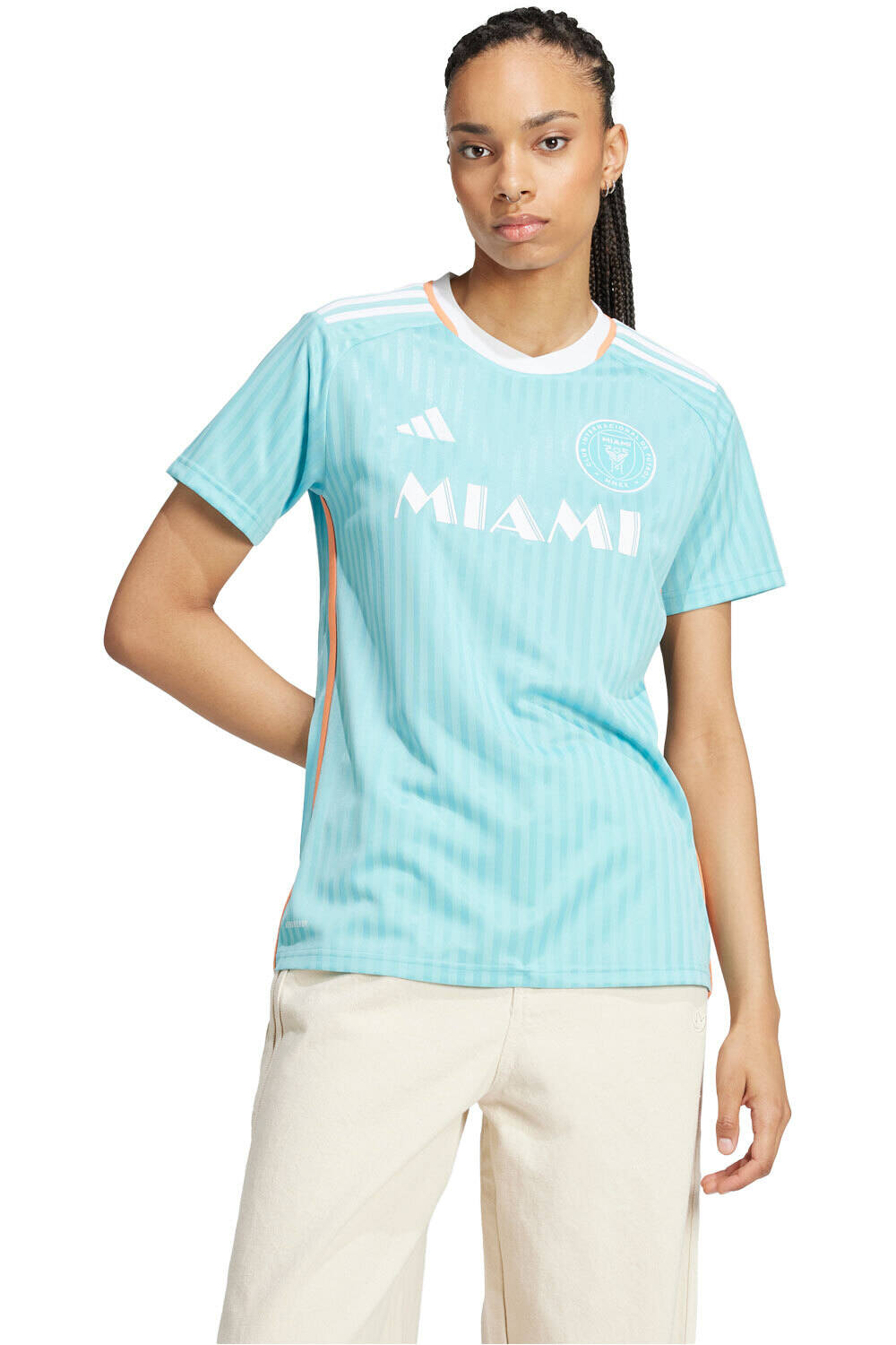 adidas camiseta de fútbol oficiales INTER MIAMI 25  3 JSY W vista frontal