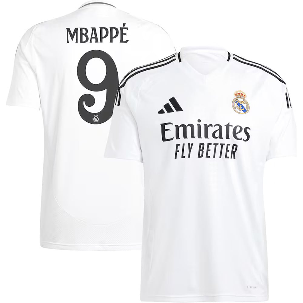 adidas camiseta de fútbol oficiales niño R.MADRID 25 MBAPPE H JSY Y BL vista frontal