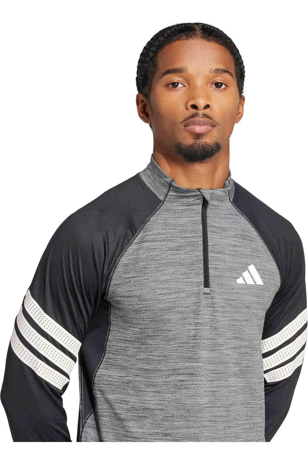 adidas camiseta fitness hombre GYM+ 3S 1/4 ZIP vista detalle