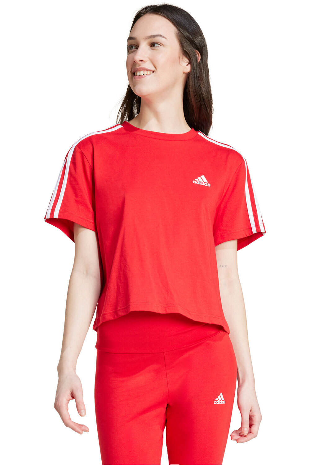 adidas camiseta manga corta mujer W 3S CR TOP vista frontal