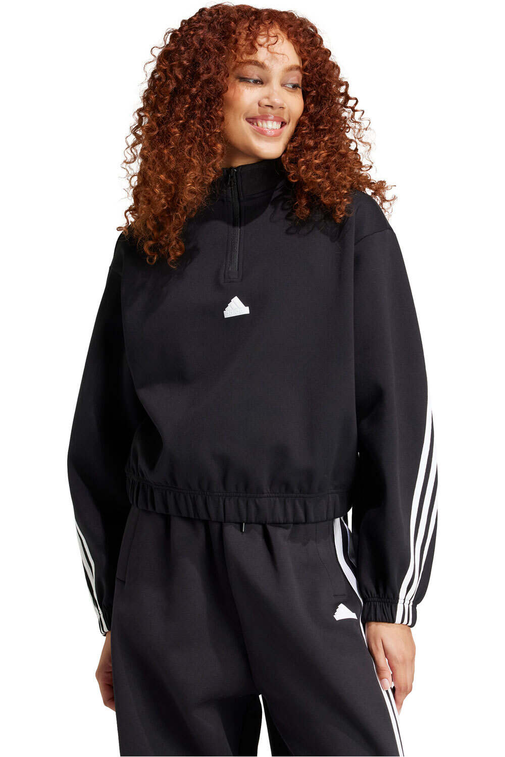 adidas sudadera mujer W FI 3S QZ vista frontal