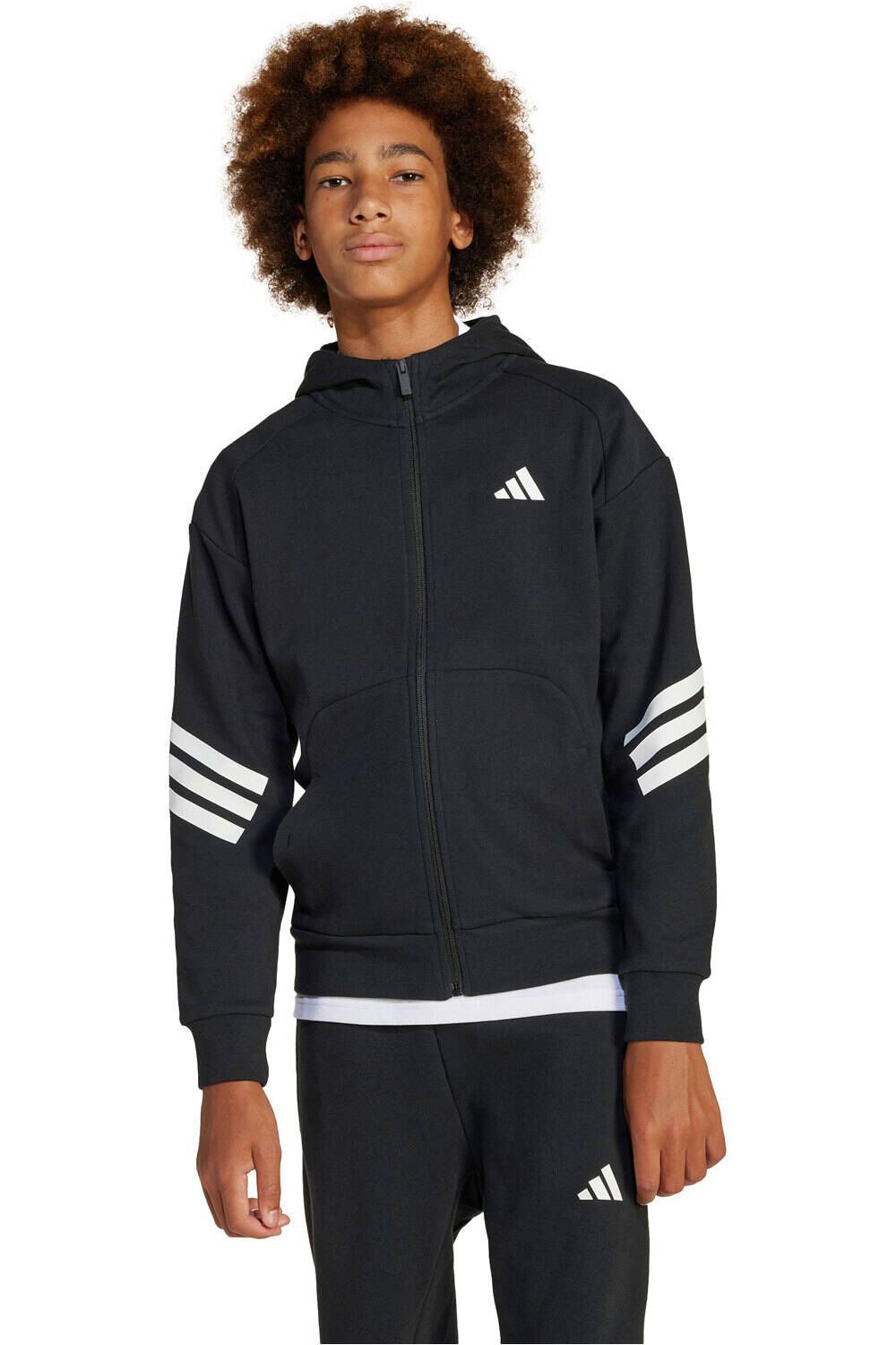 adidas sudadera niño J FI 3S FZ HD vista frontal