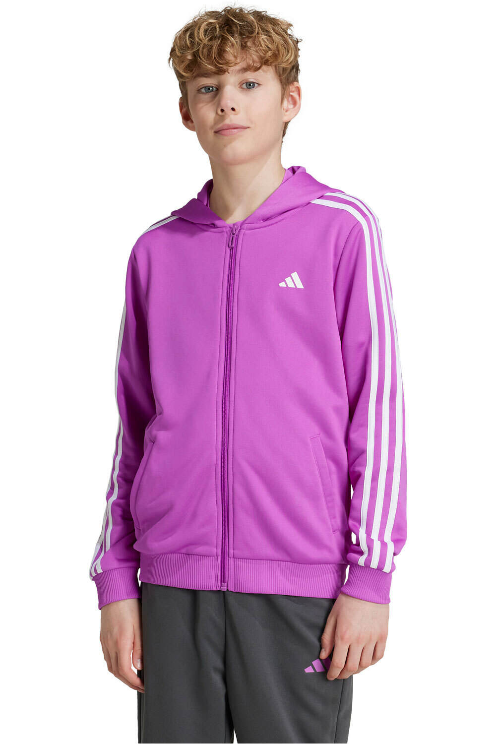 adidas sudadera niño U TR-ES 3S FZHD vista frontal