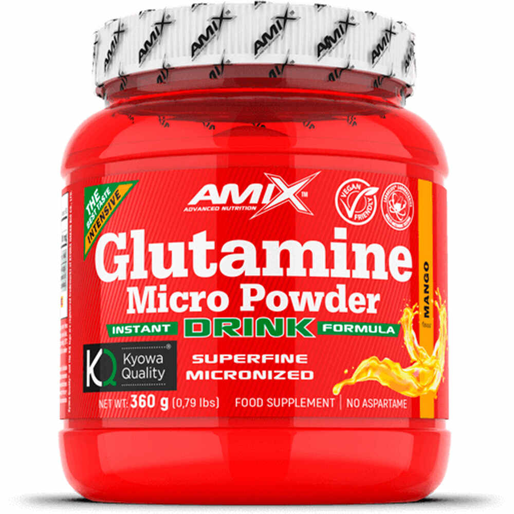 Amix Nutrition Aminoacidos L-GLUTAMINE POWDER DRINK 360 GR Mango vista frontal