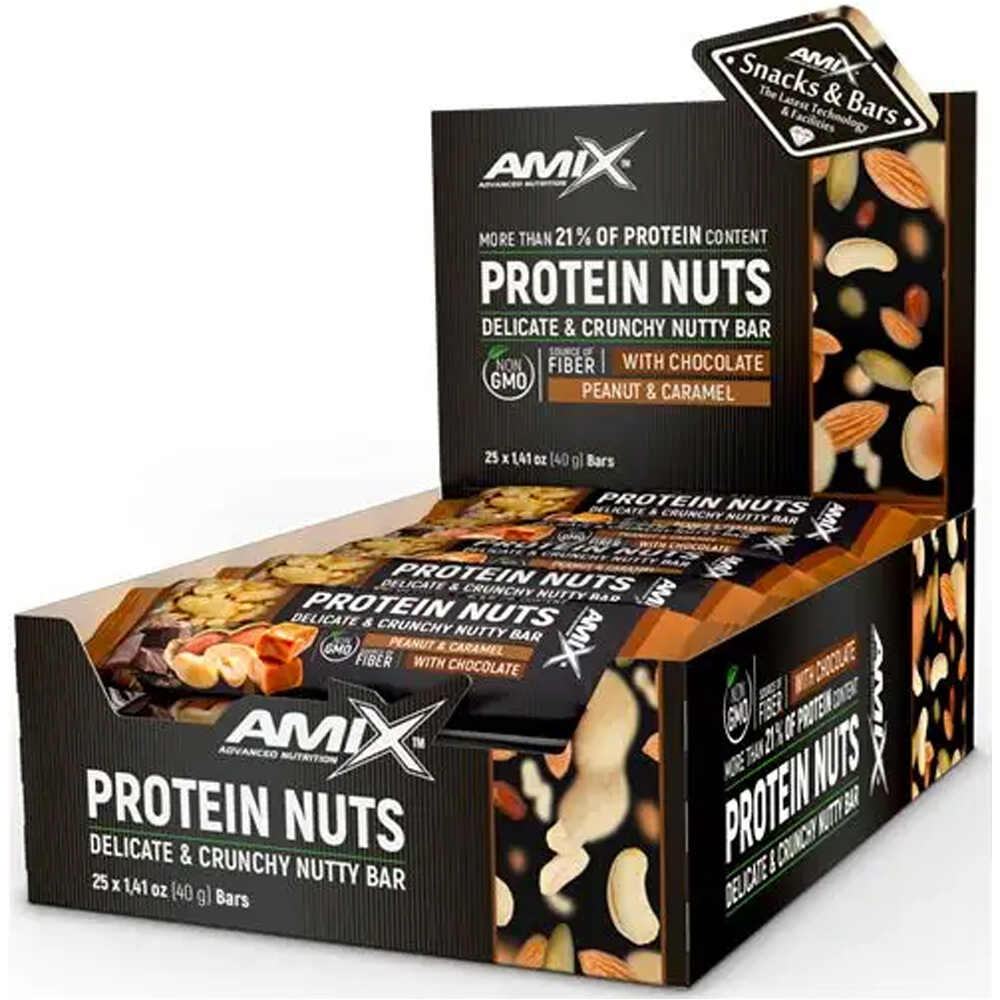 Amix Nutrition barritas energéticas PROTEIN NUTS BAR 25*40 GR Cacahuete-cara vista frontal