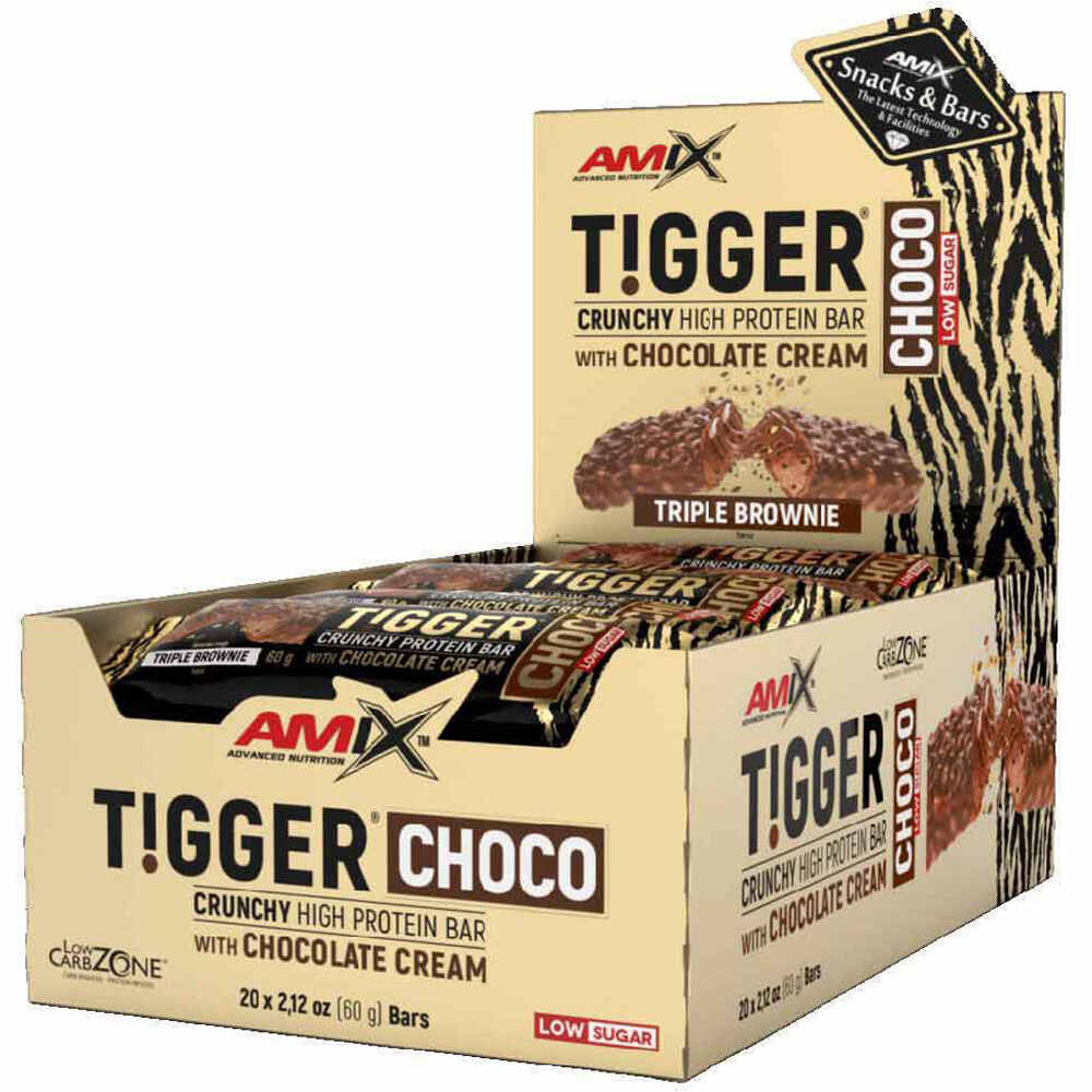 Amix Nutrition barritas energéticas TIGGER CRUNCHY PROTEIN BAR 20*60 GR Trip vista frontal