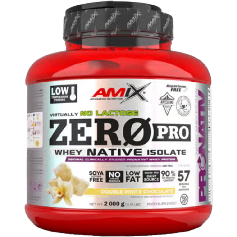 Amix Nutrition proteínas ZEROPRO PROTEIN 2 KG Doble-chocolate blanco vista frontal