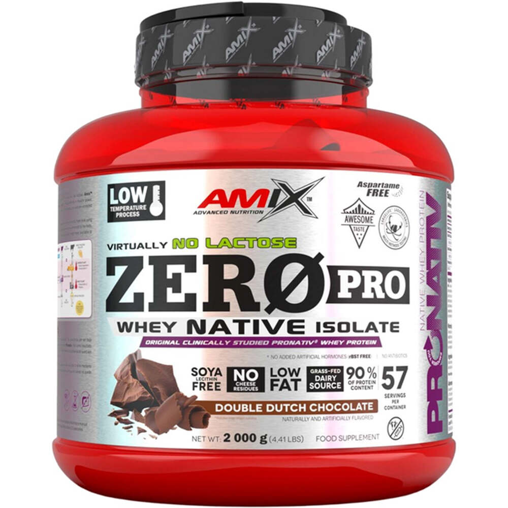 Amix Nutrition proteínas ZEROPRO PROTEIN 2 KG Doble-chocolate vista frontal