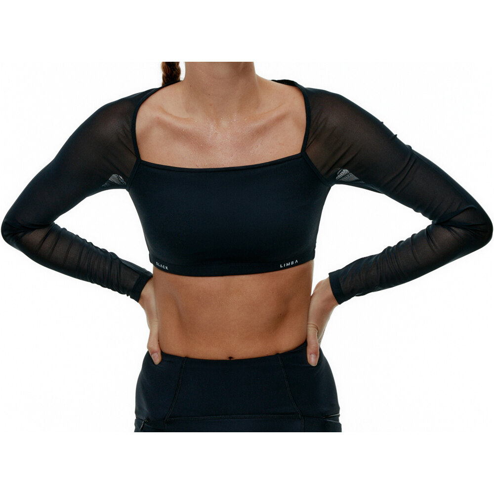 Black Limba camisetas fitness mujer Horizon Mesh Crop vista frontal