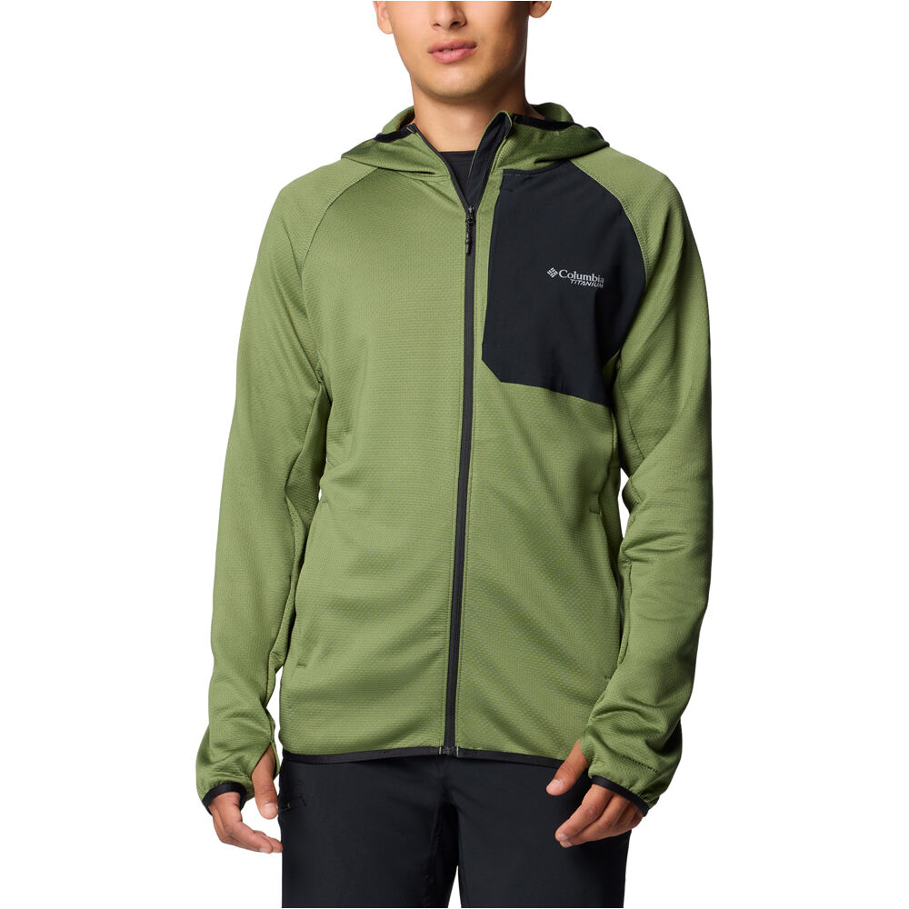 Columbia forro polar hombre Triple Canyon Grid Fleece Hooded FZ II vista frontal