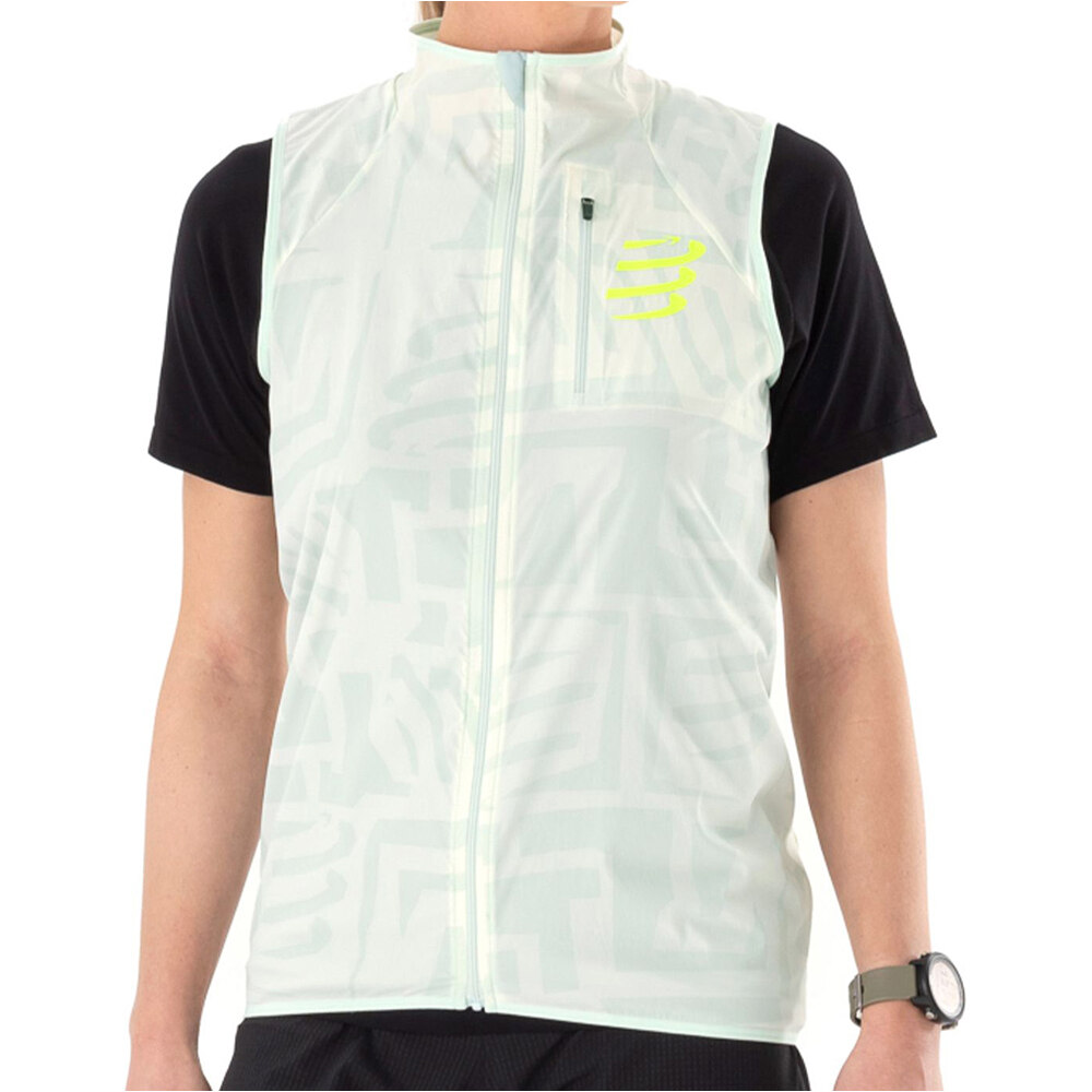 Compressport CHAQUETA TRAIL RUNNING MUJER Hurricane Windproof Vest W vista frontal