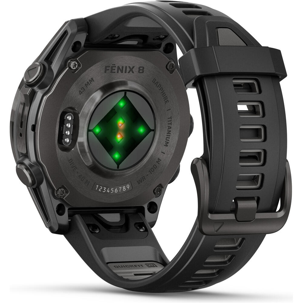 Garmin pulsómetros con gps fenix 8 43mm,AMOLED,Saph,CrbnGry Ti/Blk,Blk/PebblGryBnd 01