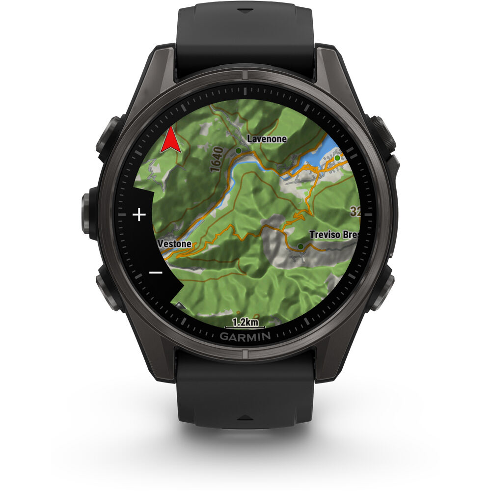 Garmin pulsómetros con gps fenix 8 43mm,AMOLED,Saph,CrbnGry Ti/Blk,Blk/PebblGryBnd 03