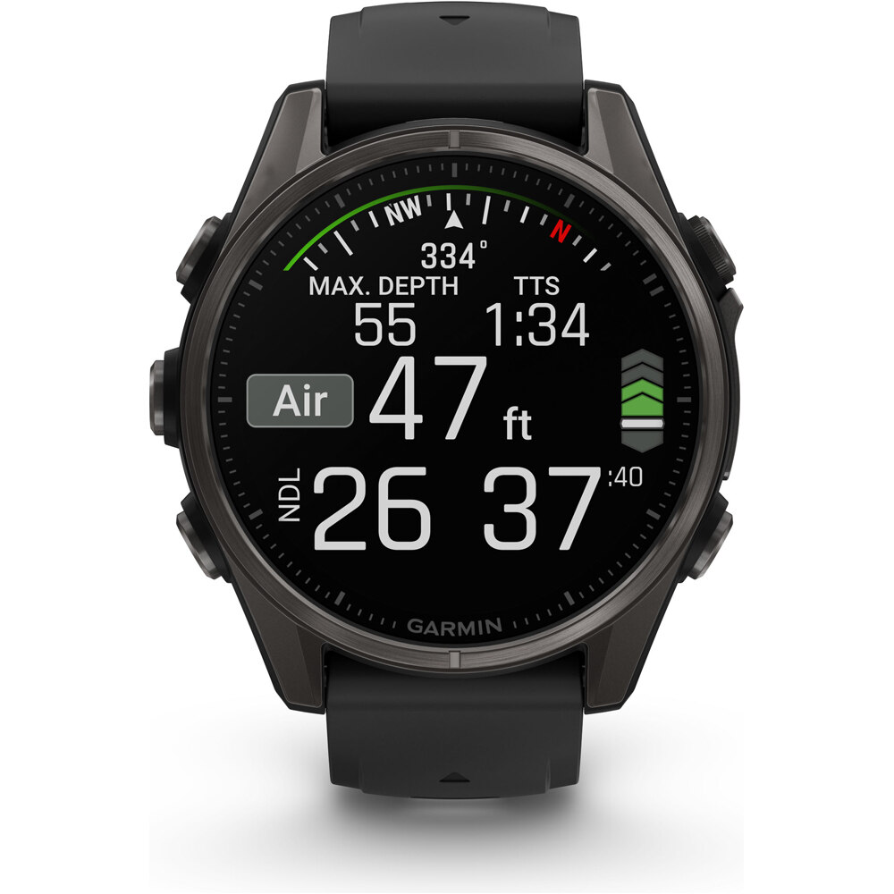 Garmin pulsómetros con gps fenix 8 43mm,AMOLED,Saph,CrbnGry Ti/Blk,Blk/PebblGryBnd 07