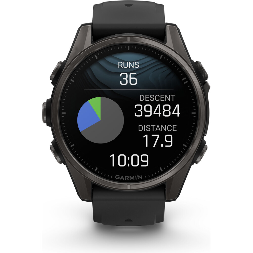 Garmin pulsómetros con gps fenix 8 43mm,AMOLED,Saph,CrbnGry Ti/Blk,Blk/PebblGryBnd 09