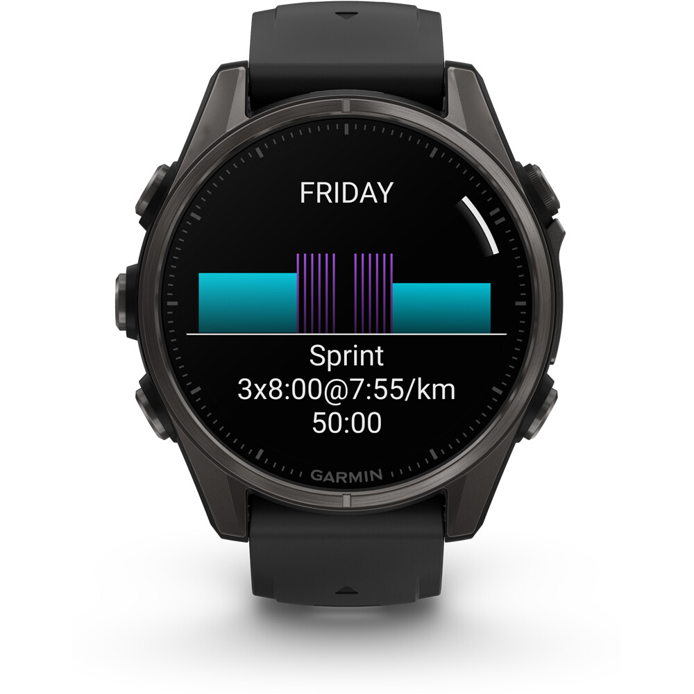 Garmin pulsómetros con gps fenix 8 43mm,AMOLED,Saph,CrbnGry Ti/Blk,Blk/PebblGryBnd 10