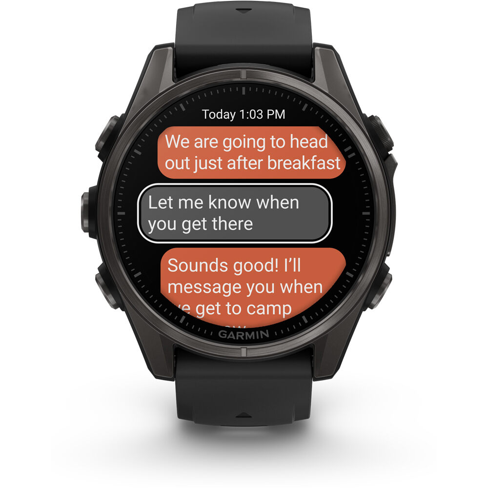 Garmin pulsómetros con gps fenix 8 43mm,AMOLED,Saph,CrbnGry Ti/Blk,Blk/PebblGryBnd 12