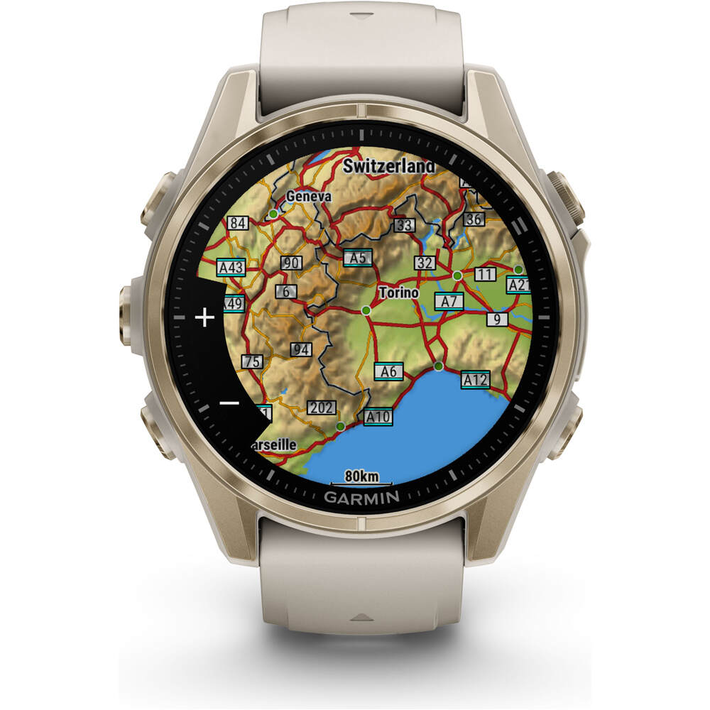 Garmin pulsómetros con gps fenix 8 43mm,AMOLED,Saph,SftGldSS/FgGry, 04