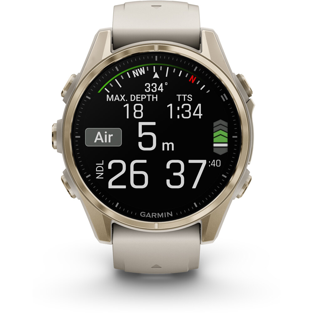 Garmin pulsómetros con gps fenix 8 43mm,AMOLED,Saph,SftGldSS/FgGry, 06