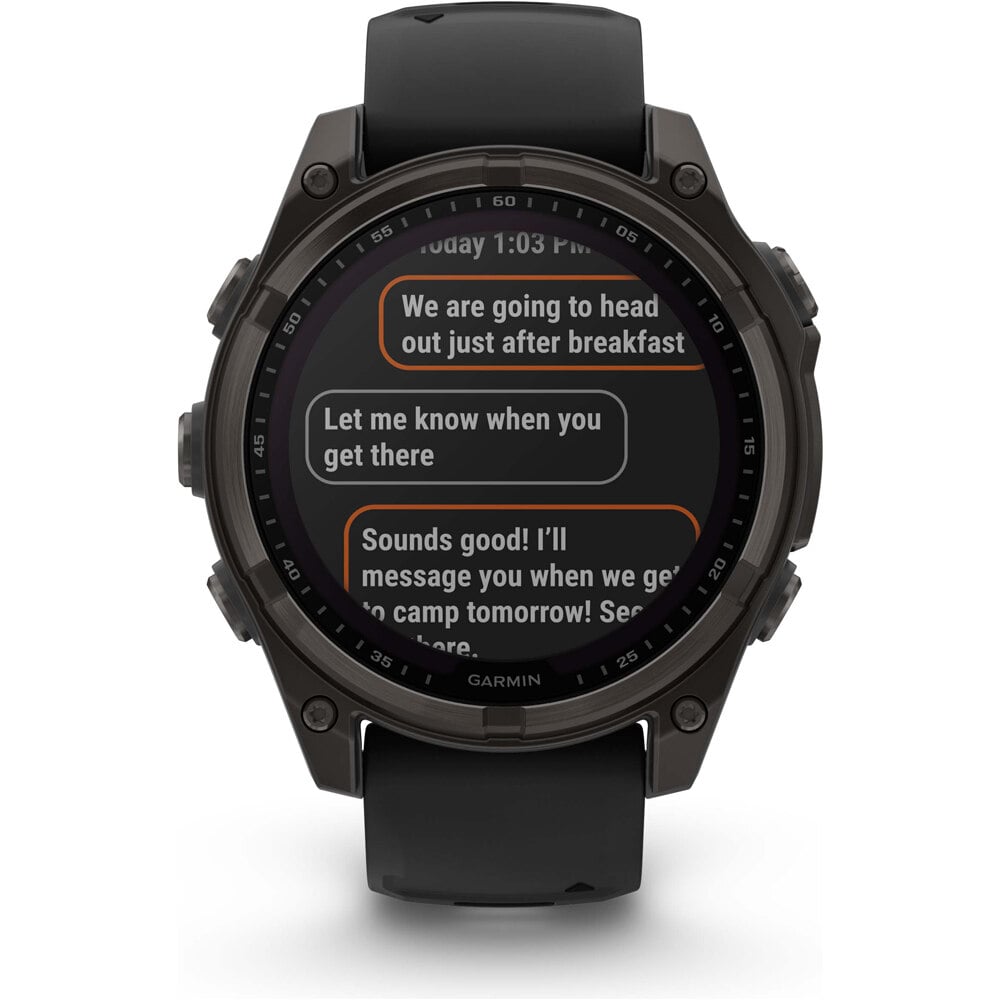 Garmin pulsómetros con gps fenix 8 47mm, Saph Solar, CrbnGry Ti/Blk, BlkSportLpBnd 10