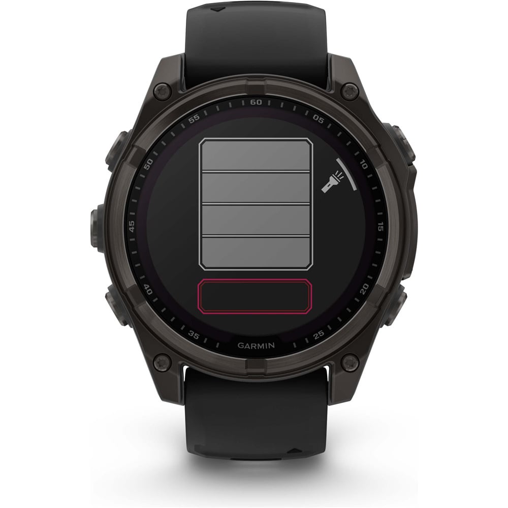 Garmin pulsómetros con gps fenix 8 47mm, Saph Solar, CrbnGry Ti/Blk, BlkSportLpBnd 13