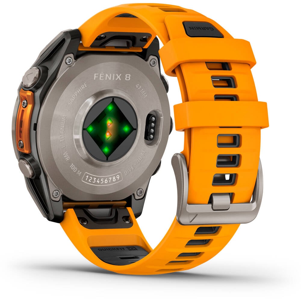 Garmin pulsómetros con gps fenix 8 47mm,AMOLED,Saph,Ti/Bare/Grpht,SparkOrg/GrphtBd 01