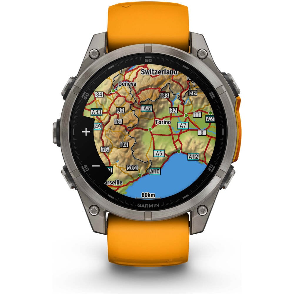 Garmin pulsómetros con gps fenix 8 47mm,AMOLED,Saph,Ti/Bare/Grpht,SparkOrg/GrphtBd 05