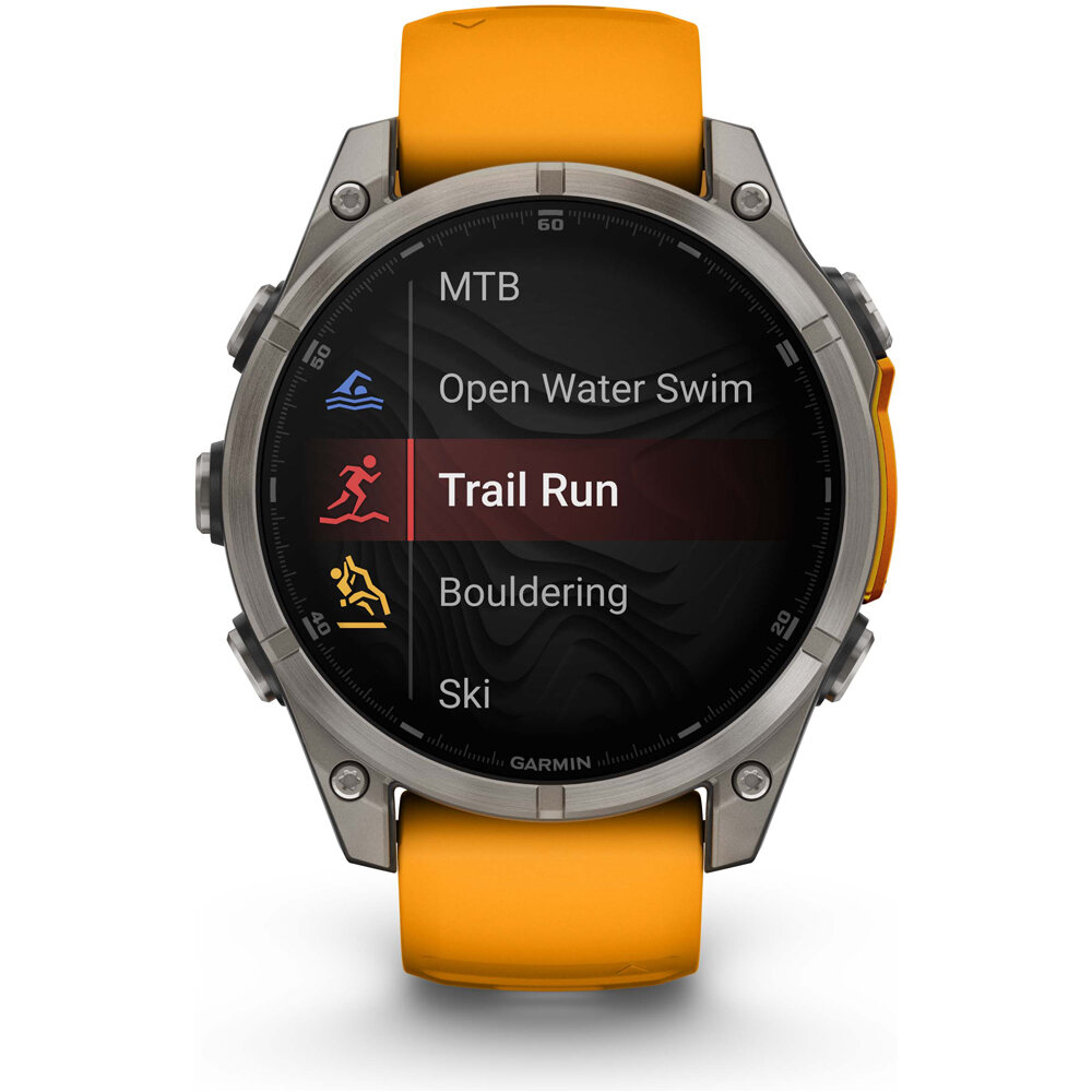 Garmin pulsómetros con gps fenix 8 47mm,AMOLED,Saph,Ti/Bare/Grpht,SparkOrg/GrphtBd 06