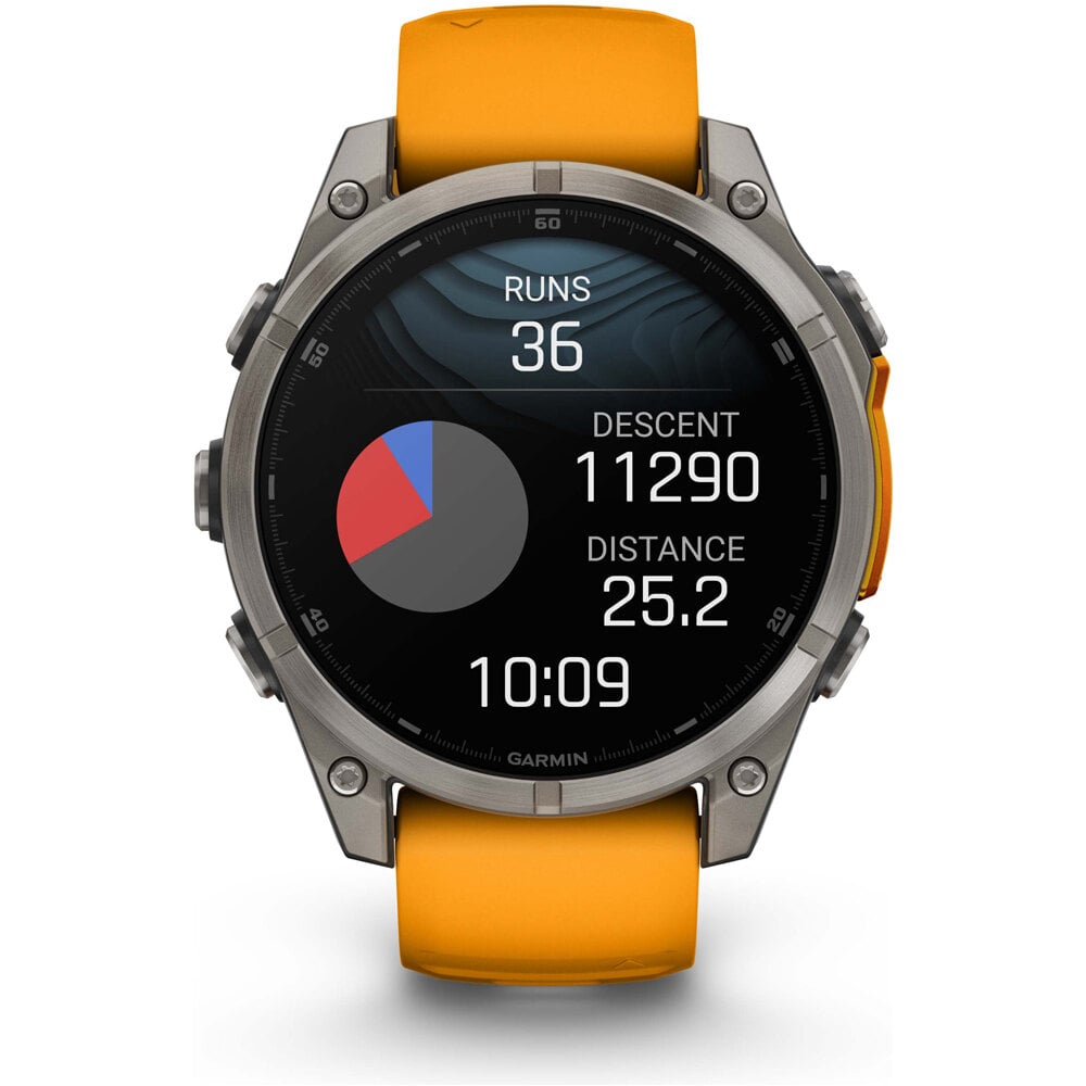 Garmin pulsómetros con gps fenix 8 47mm,AMOLED,Saph,Ti/Bare/Grpht,SparkOrg/GrphtBd 09