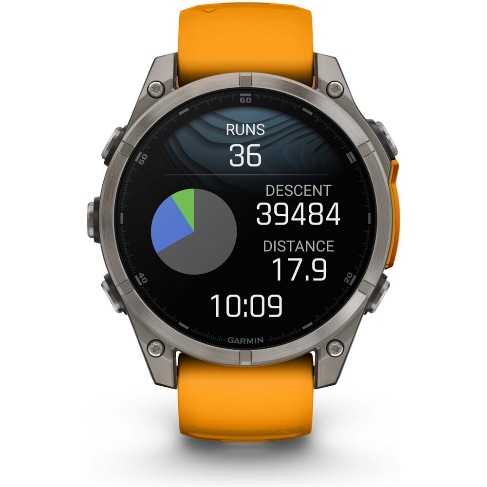 Garmin pulsómetros con gps fenix 8 47mm,AMOLED,Saph,Ti/Bare/Grpht,SparkOrg/GrphtBd 10