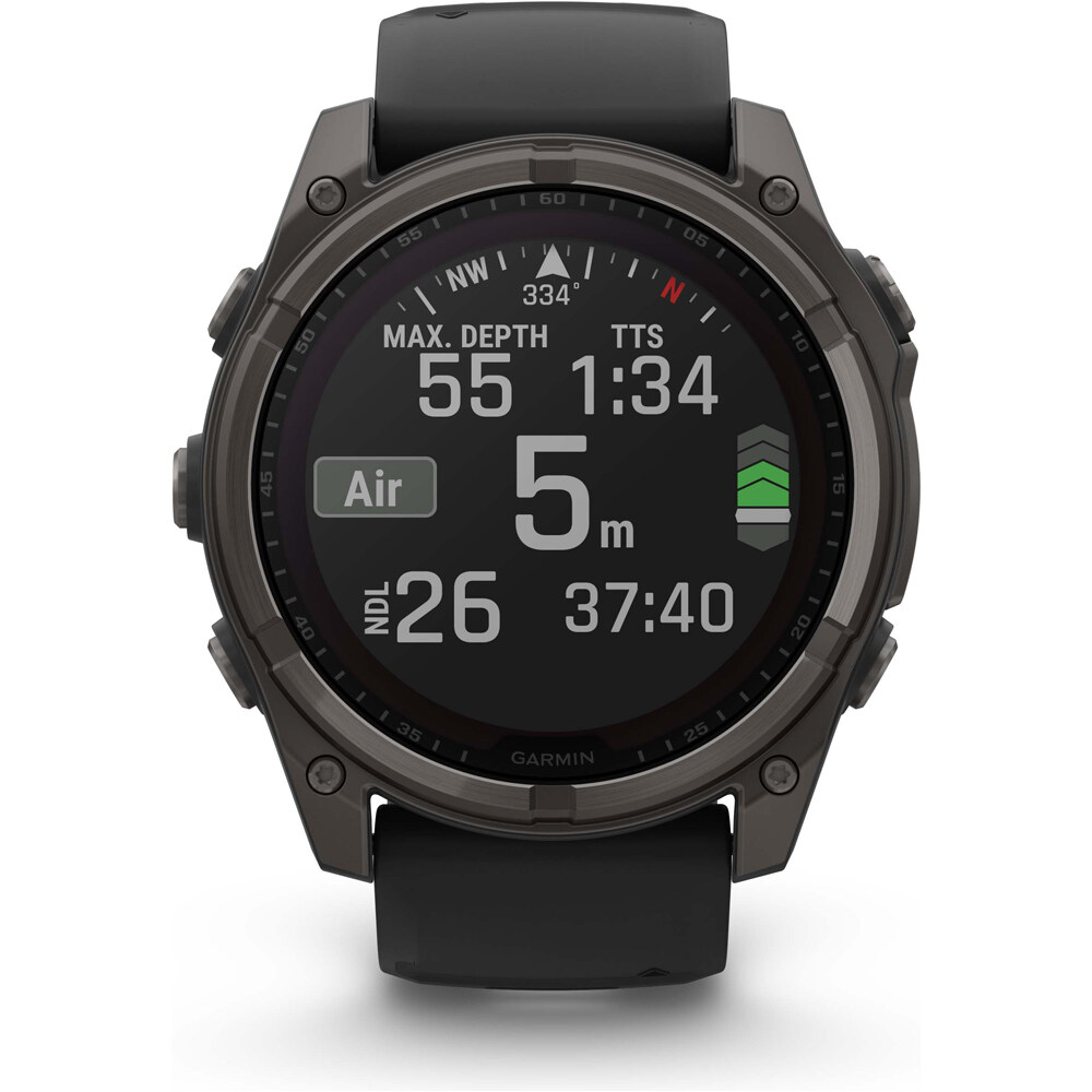 Garmin pulsómetros con gps fenix 8 51mm, Saph Solar, CrbnGry Ti/Blk 06