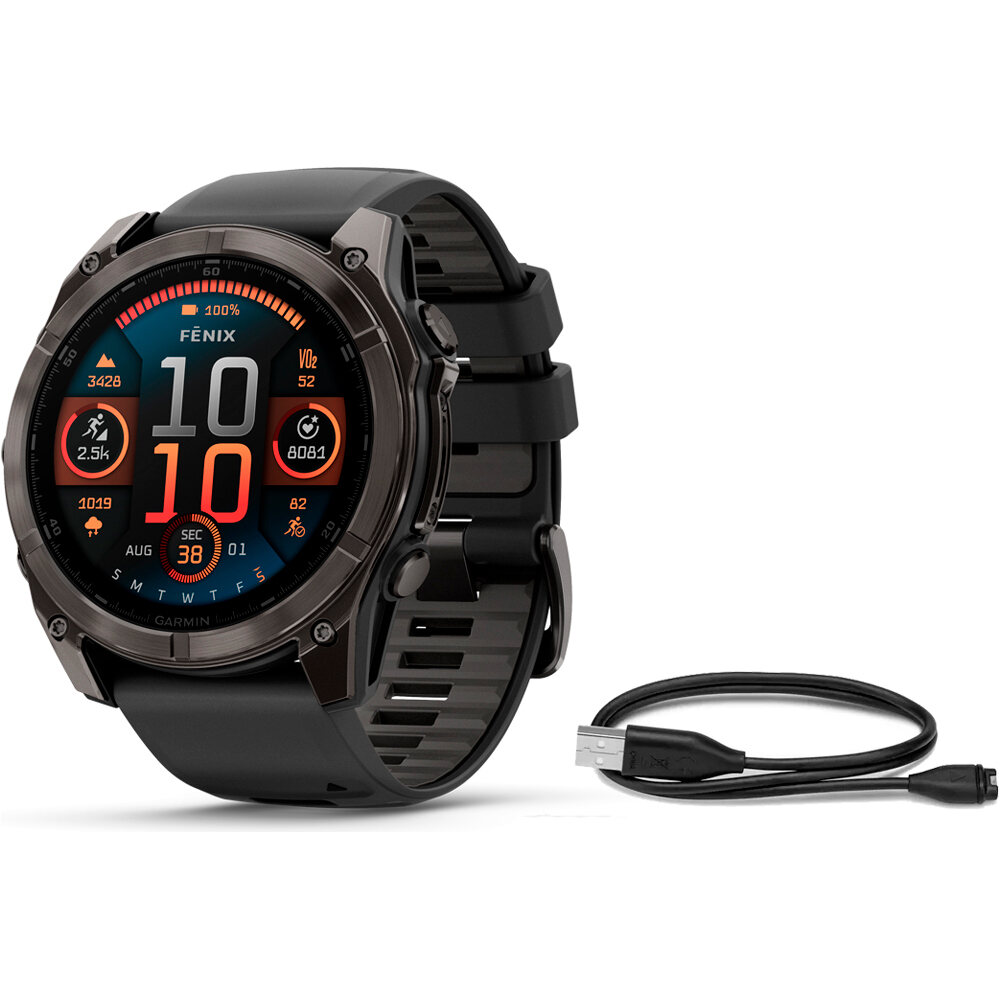 Garmin pulsómetros con gps fenix 8 51mm,AMOLED,Sapphire, Carbon Gra vista frontal