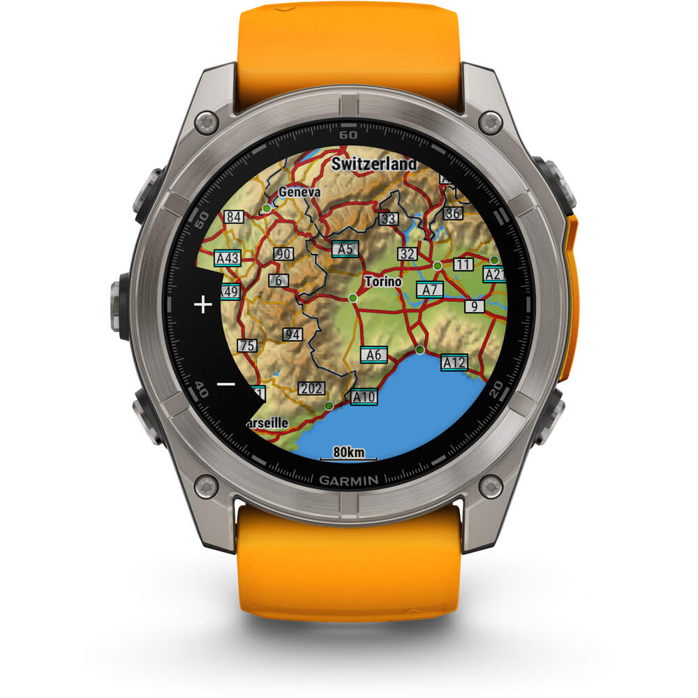 Garmin pulsómetros con gps fenix 8 51mm,AMOLED,Sapphire/Ti/Bare/Graphite/Orange 05