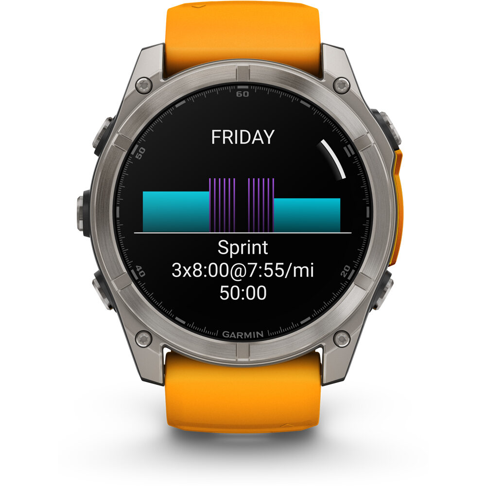 Garmin pulsómetros con gps fenix 8 51mm,AMOLED,Sapphire/Ti/Bare/Graphite/Orange 11