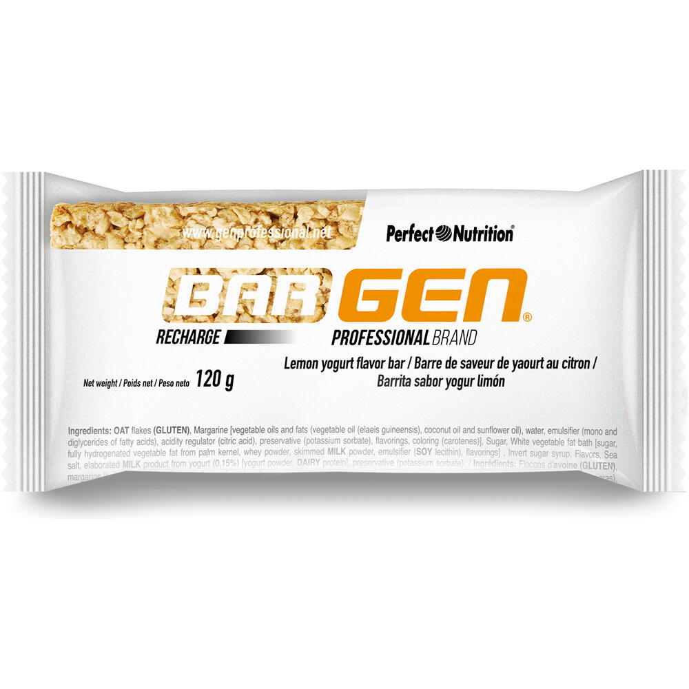 Gen Profesional barritas energéticas CAJA BARGEN RECHARGE 120GRS YOGUR LIMON 40UDS vista frontal