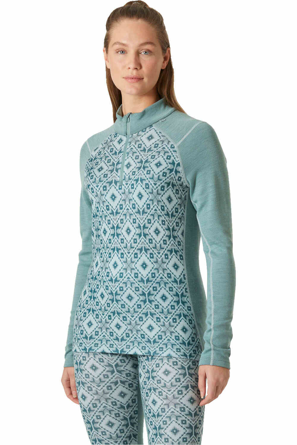 Helly Hansen camiseta térmica manga larga mujer W LIFA MERINO MIDW GRA 1/2 ZIP vista frontal