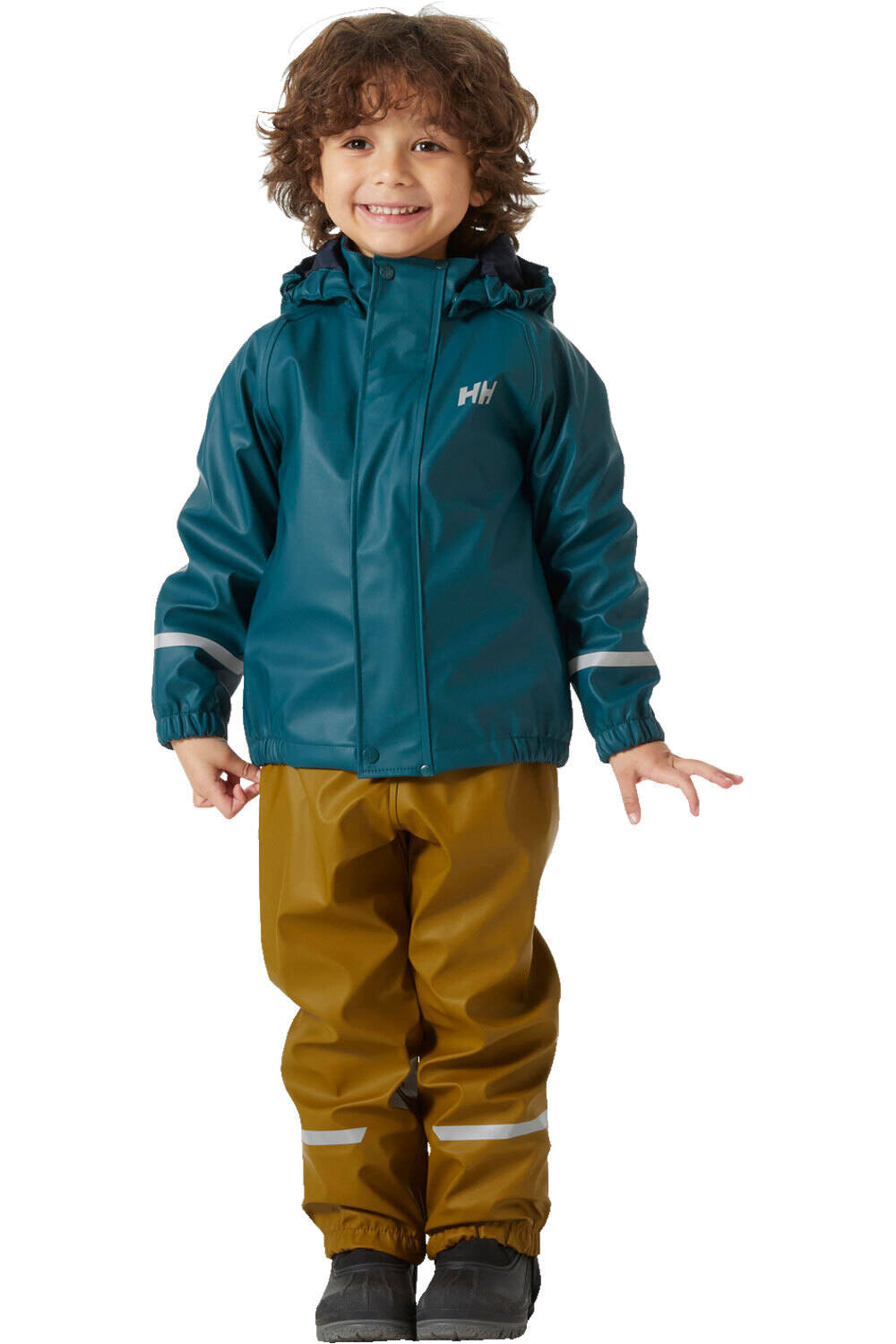 Helly Hansen chubasquero impermeable niño K BERGEN FLEECE PU RAINSET 2.0 vista frontal