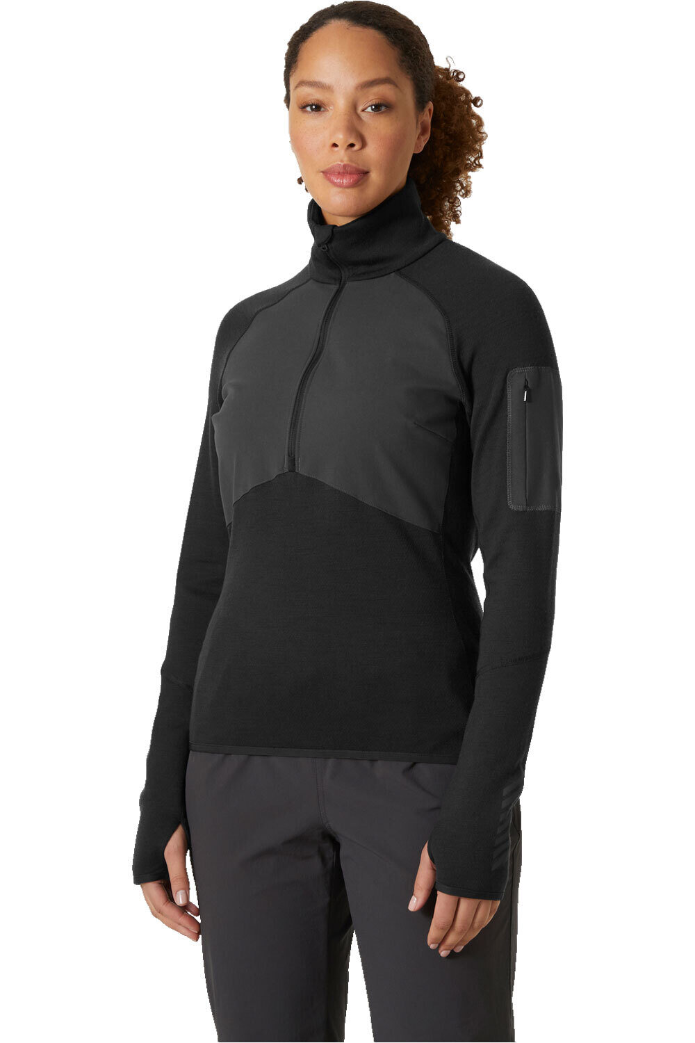 Helly Hansen forro polar mujer W LIFA MERINO MIDLAYER 1/2 ZIP vista frontal