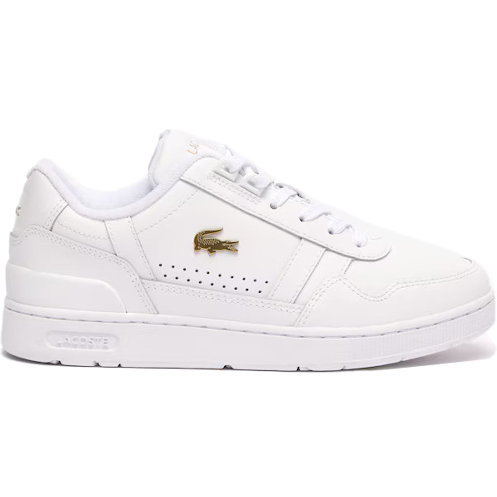 Lacoste zapatilla moda mujer T-CLIP LEATHER SNEAKERS lateral exterior