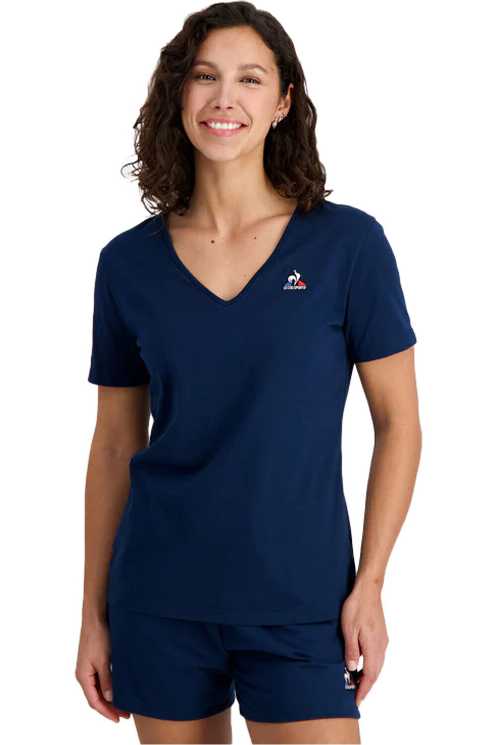 Le Coq Sportif camiseta manga corta mujer ESS Tee SS Col V N1 W vista frontal