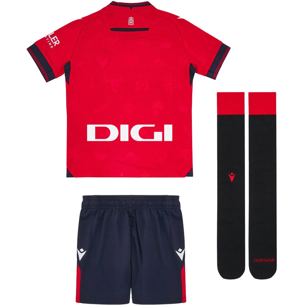 Macron equipación fútbol niño OSASUNA 25 HOME BOXSET KID vista trasera