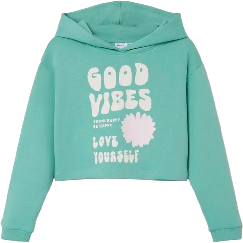 Nameit sudadera niña NKFJUKA LS CROPPED BOXY SWEAT WH BRU PS vista frontal