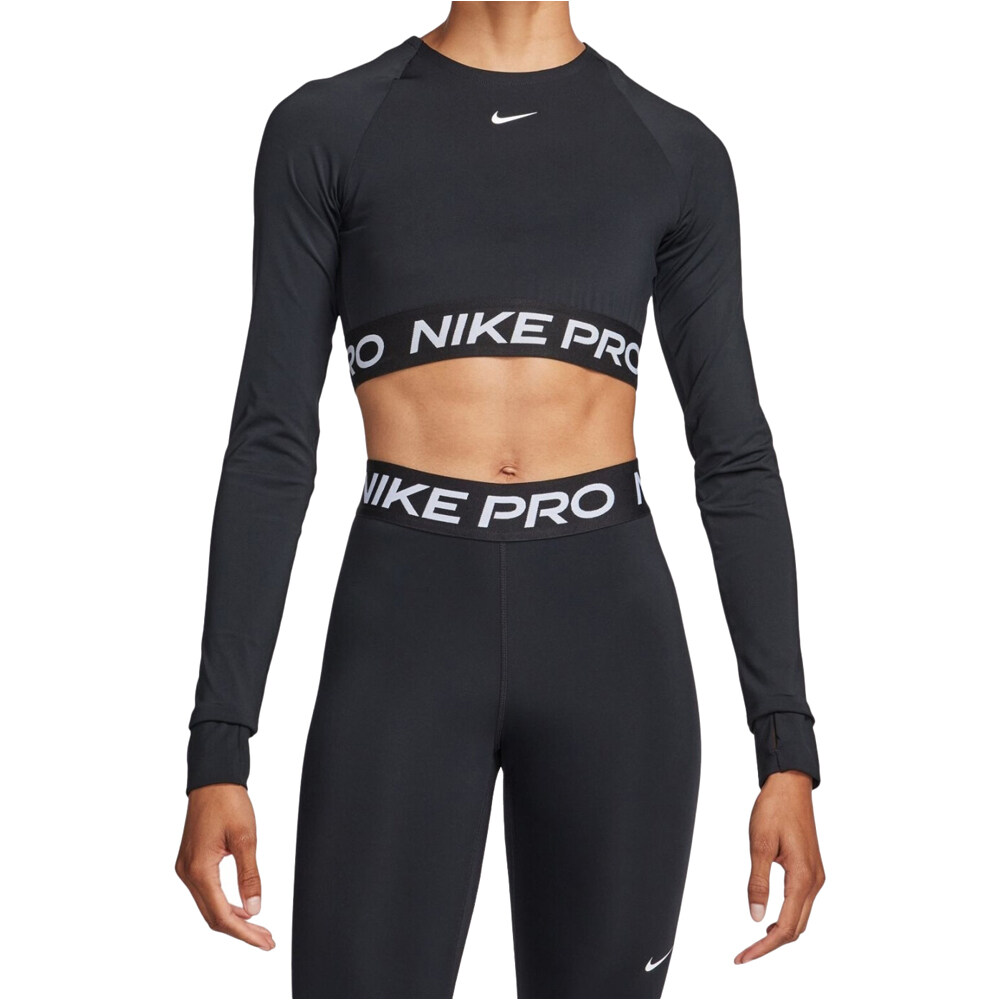 Nike camisetas fitness mujer NIKE PRO DF 365 CROP LS vista frontal