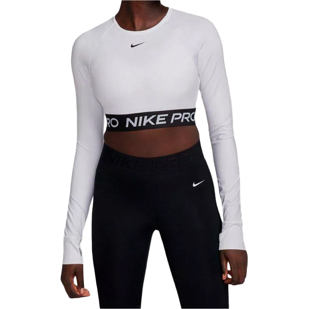 Nike camisetas fitness mujer NIKE PRO DF 365 CROP LS vista frontal