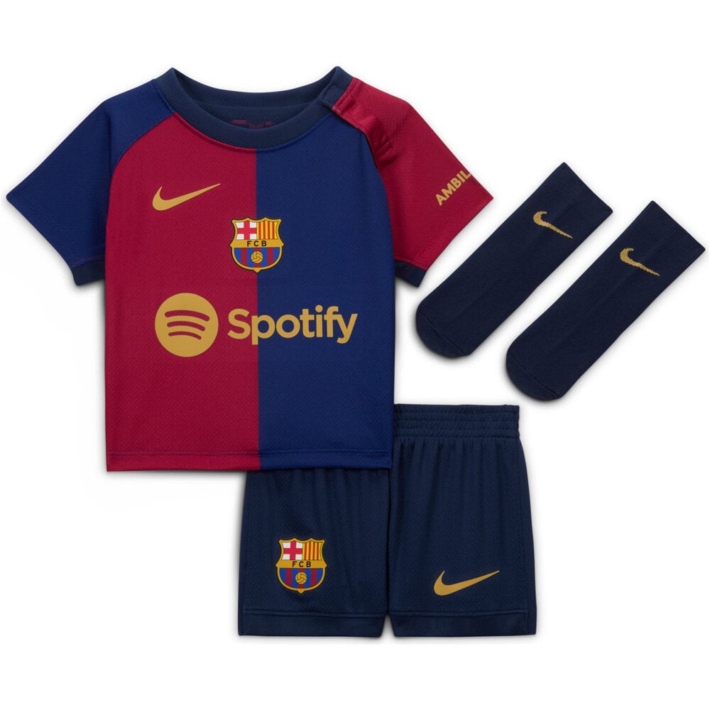 Nike equipación fútbol niño BARCELONA 25 INF NK DF KIT STAD HM vista frontal