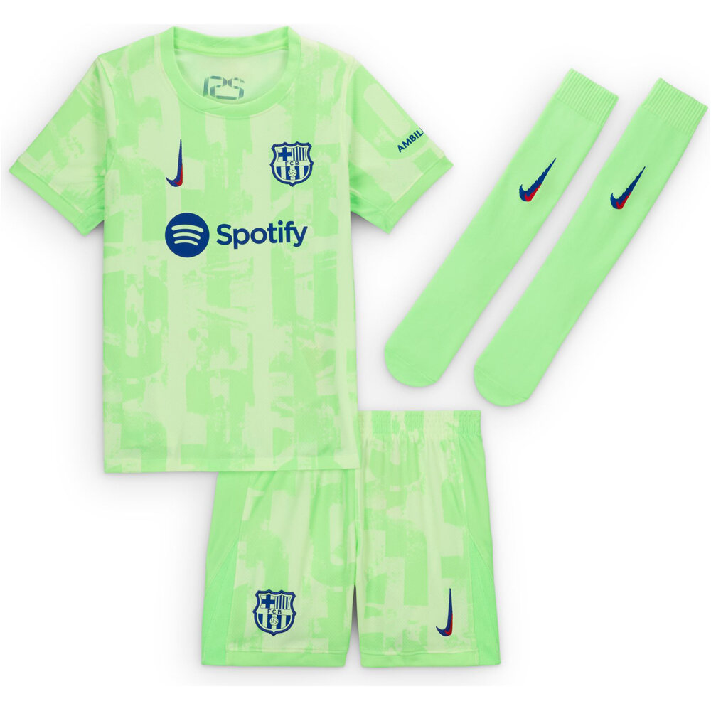 Nike equipación fútbol niño BARCELONA 25 LK NK DF KIT STAD 3R vista frontal