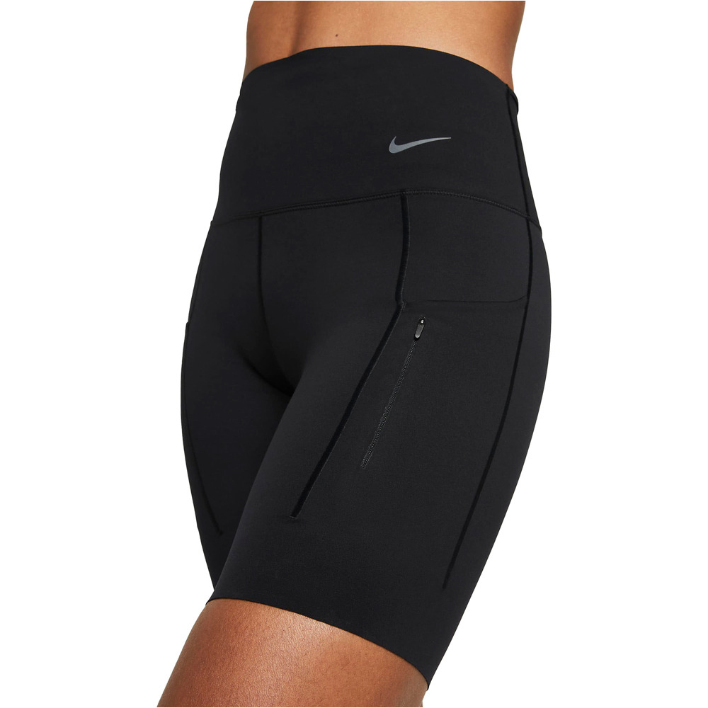 Nike malla corta running mujer W NK DF GO HR 8IN SHORT vista frontal