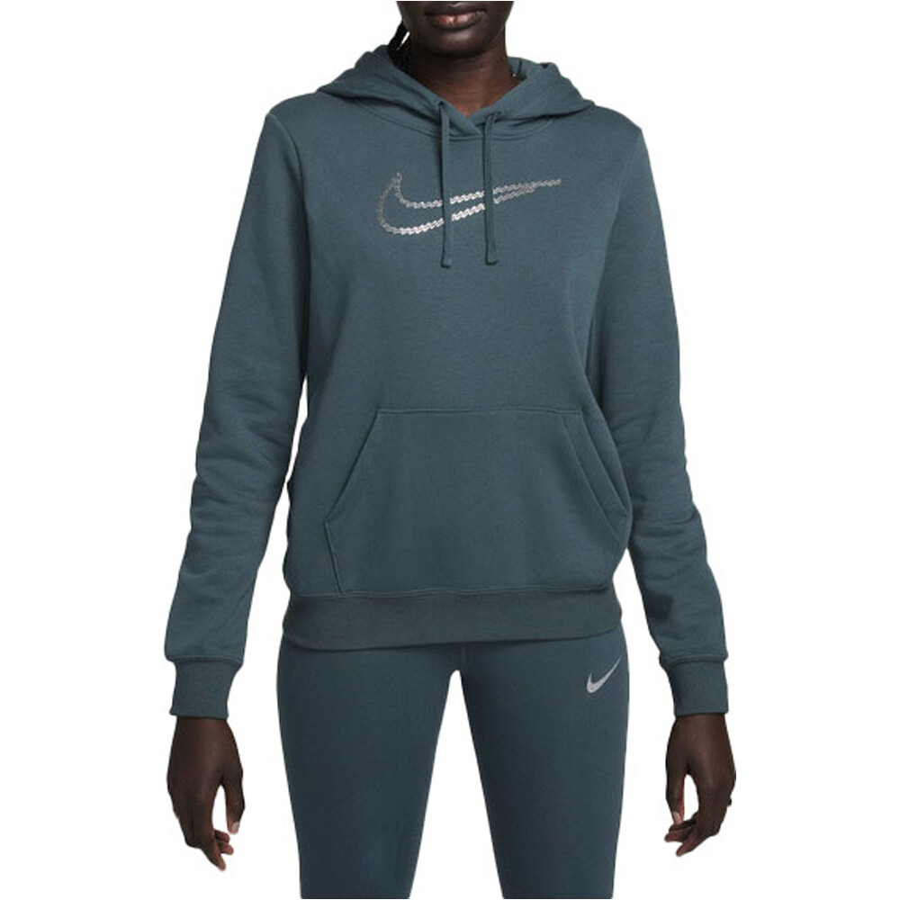 Nike sudadera mujer W NSW PE CLB FLC SHINE OS PO vista frontal